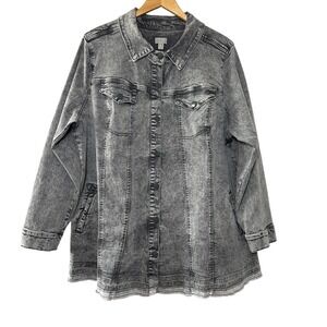 LOGO Lori Goldstein 24W Denim Barn Style Jacket Chore‎ Coat Released Raw Hem QVC